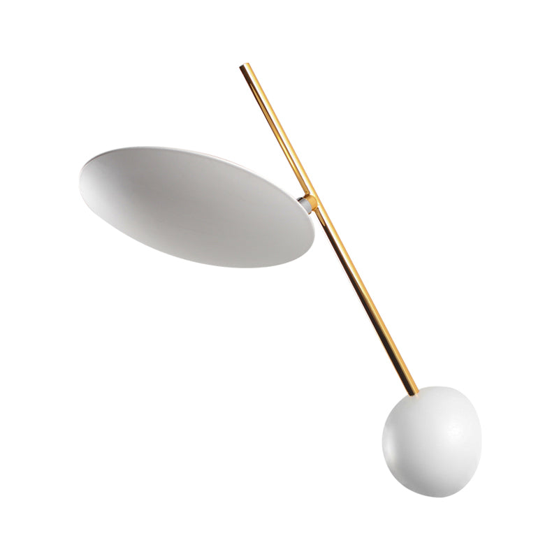 White Disk Reading Wall Lighting Postmodern LED Metallic Wall Lamp Sconce with Semicircle Backplate Clearhalo 'Cast Iron' 'Glass' 'Industrial' 'Modern wall lights' 'Modern' 'Tiffany' 'Traditional wall lights' 'Wall Lamps & Sconces' 'Wall Lights' Lighting' 763275