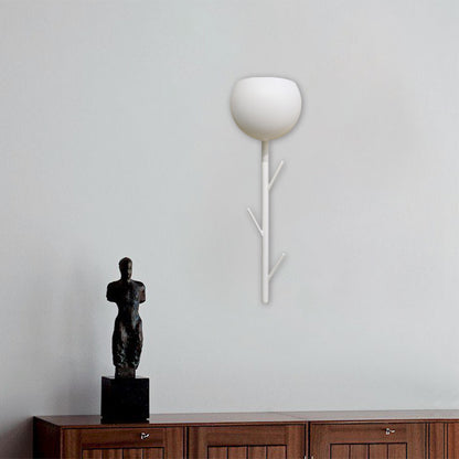 Modern Domed Flush Wall Sconce Iron LED Bedside Wall Mount Light in White with Branch Design White Clearhalo 'Cast Iron' 'Glass' 'Industrial' 'Modern wall lights' 'Modern' 'Tiffany' 'Traditional wall lights' 'Wall Lamps & Sconces' 'Wall Lights' Lighting' 763277