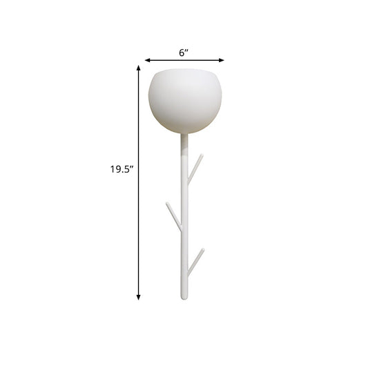 Modern Domed Flush Wall Sconce Iron LED Bedside Wall Mount Light in White with Branch Design Clearhalo 'Cast Iron' 'Glass' 'Industrial' 'Modern wall lights' 'Modern' 'Tiffany' 'Traditional wall lights' 'Wall Lamps & Sconces' 'Wall Lights' Lighting' 763280
