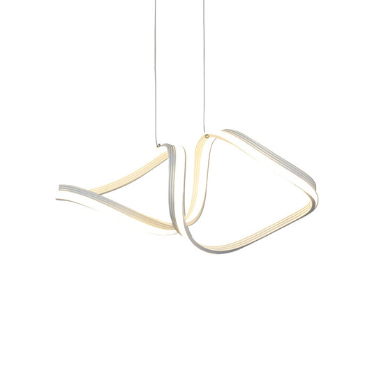 Acrylic Twisted Chandelier Light Fixture Minimalist LED White Hanging Ceiling Lamp in Warm/White Light Clearhalo 'Ceiling Lights' 'Chandeliers' 'Modern Chandeliers' 'Modern' Lighting' 763332