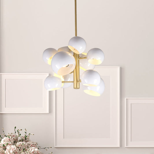 White Finish Dome Pendant Chandelier Modernist 10 Heads Metal Vertical Suspension Light Clearhalo 'Ceiling Lights' 'Chandeliers' 'Modern Chandeliers' 'Modern' Lighting' 763352