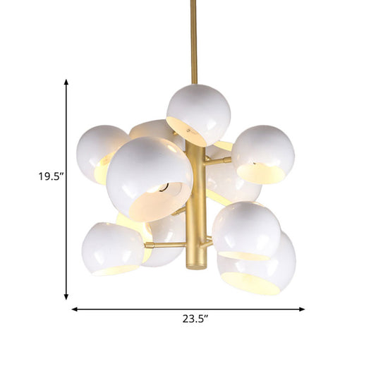 White Finish Dome Pendant Chandelier Modernist 10 Heads Metal Vertical Suspension Light Clearhalo 'Ceiling Lights' 'Chandeliers' 'Modern Chandeliers' 'Modern' Lighting' 763354