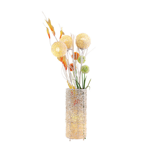 Beige Flower Vase Standing Light Art Deco 4 Heads Rattan Floor Lamp for Living Room Clearhalo 'Floor Lamps' 'Lamps' Lighting' 763361