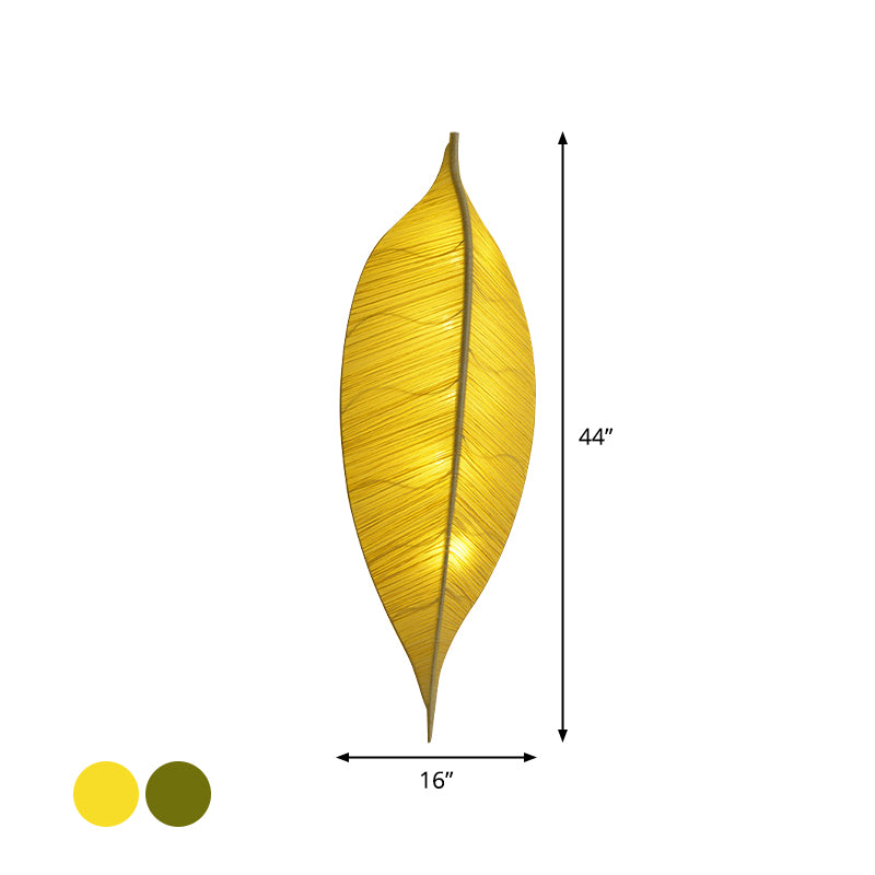 Leaf Shape Wall Light Sconce Art Deco Fabric 3-Bulb Bedside Wall Mounted Lamp in Yellow/Green Clearhalo 'Cast Iron' 'Glass' 'Industrial' 'Modern wall lights' 'Modern' 'Tiffany' 'Traditional wall lights' 'Wall Lamps & Sconces' 'Wall Lights' Lighting' 763386