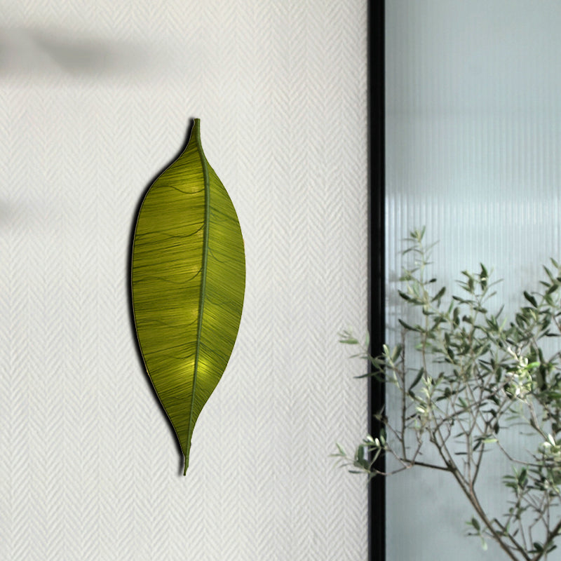 Leaf Shape Wall Light Sconce Art Deco Fabric 3-Bulb Bedside Wall Mounted Lamp in Yellow/Green Green Clearhalo 'Cast Iron' 'Glass' 'Industrial' 'Modern wall lights' 'Modern' 'Tiffany' 'Traditional wall lights' 'Wall Lamps & Sconces' 'Wall Lights' Lighting' 763387