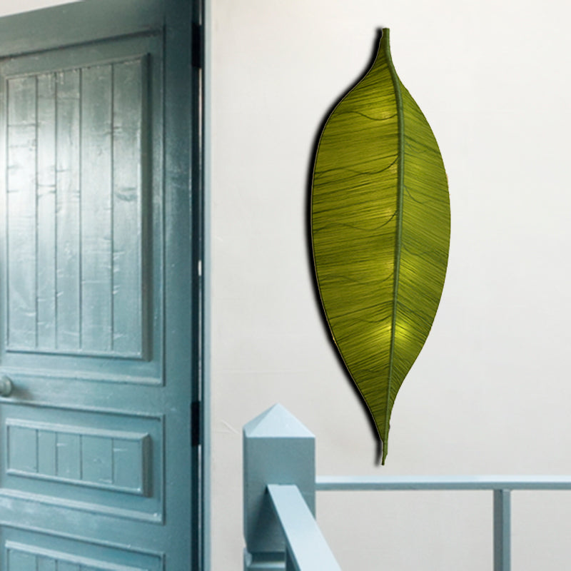 Leaf Shape Wall Light Sconce Art Deco Fabric 3-Bulb Bedside Wall Mounted Lamp in Yellow/Green Clearhalo 'Cast Iron' 'Glass' 'Industrial' 'Modern wall lights' 'Modern' 'Tiffany' 'Traditional wall lights' 'Wall Lamps & Sconces' 'Wall Lights' Lighting' 763389