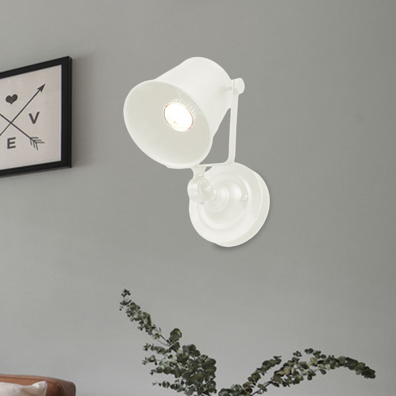 Antique Style Bucket Wall Light Sconce 1 Light Iron Adjustable Wall Mounted Lamp in Black/Grey for Outdoor Clearhalo 'Art deco wall lights' 'Cast Iron' 'Glass' 'Industrial wall lights' 'Industrial' 'Middle century wall lights' 'Modern' 'Rustic wall lights' 'Tiffany' 'Traditional wall lights' 'Wall Lamps & Sconces' 'Wall Lights' Lighting' 763421