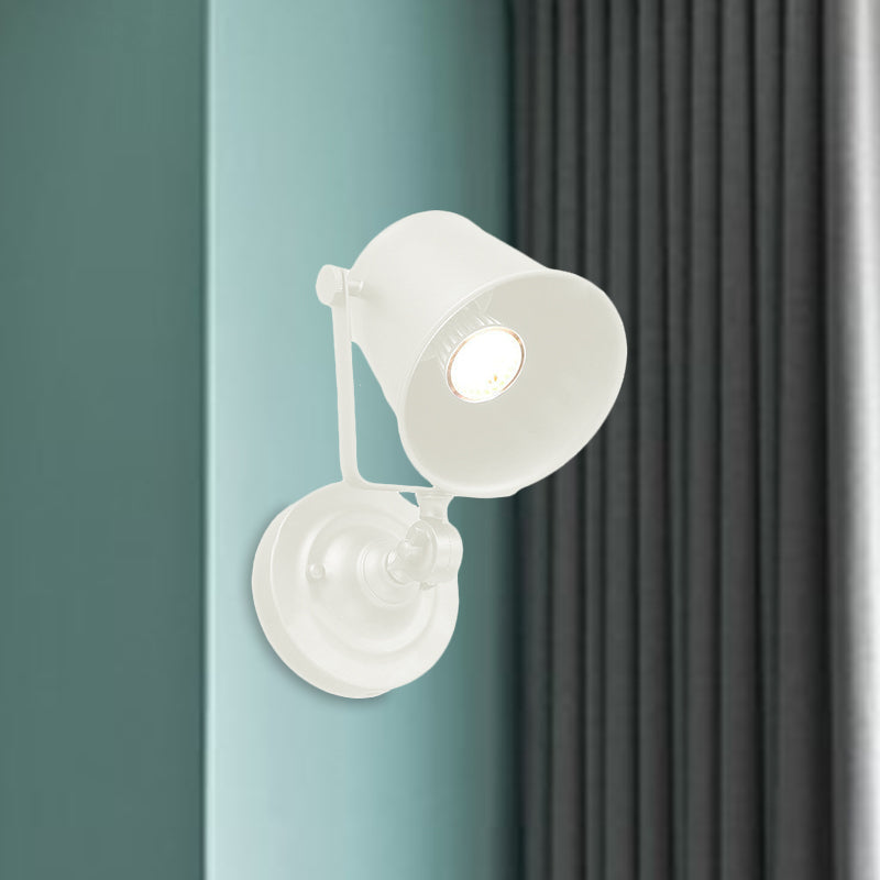 Antique Style Bucket Wall Light Sconce 1 Light Iron Adjustable Wall Mounted Lamp in Black/Grey for Outdoor Clearhalo 'Art deco wall lights' 'Cast Iron' 'Glass' 'Industrial wall lights' 'Industrial' 'Middle century wall lights' 'Modern' 'Rustic wall lights' 'Tiffany' 'Traditional wall lights' 'Wall Lamps & Sconces' 'Wall Lights' Lighting' 763422