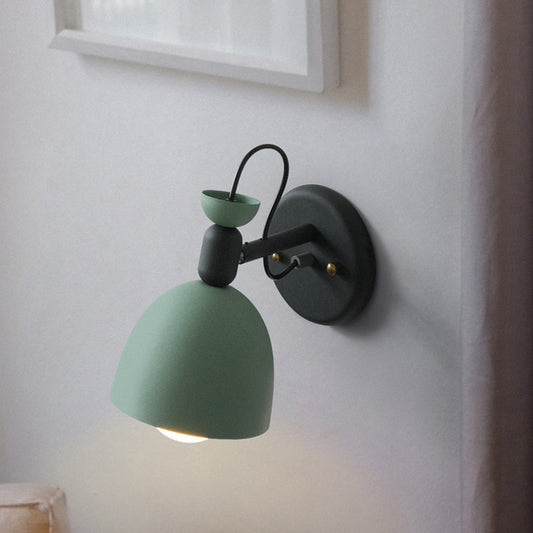 1 Light Wall Lamp Nordic Stylish Dome Shade Metal Sconce Light Fixture in Black/White for Bedroom Clearhalo 'Cast Iron' 'Glass' 'Industrial' 'Modern wall lights' 'Modern' 'Tiffany' 'Traditional wall lights' 'Wall Lamps & Sconces' 'Wall Lights' Lighting' 763451