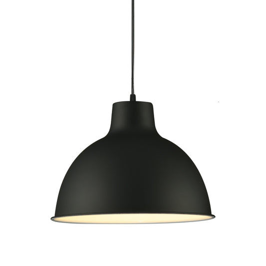 Loft Style Dome Ceiling Light 12"/14" Dia 1 Light Metal Hanging Lamp with Adjustable Cord in Black/White Clearhalo 'Art Deco Pendants' 'Black' 'Cast Iron' 'Ceiling Lights' 'Ceramic' 'Crystal' 'Industrial Pendants' 'Industrial' 'Metal' 'Middle Century Pendants' 'Pendant Lights' 'Pendants' 'Rustic Pendants' 'Tiffany' Lighting' 763504