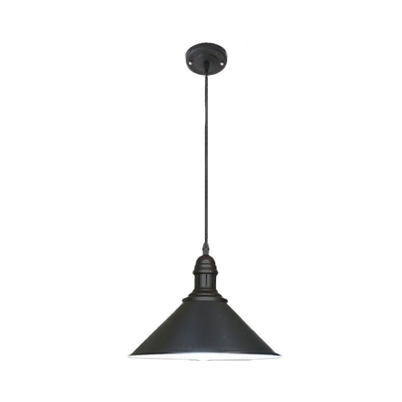 Black/White Finish Conical Ceiling Pendant Farmhouse Style Metal 1 Head Indoor Hanging Light Fixture Clearhalo 'Art Deco Pendants' 'Black' 'Cast Iron' 'Ceiling Lights' 'Ceramic' 'Crystal' 'Industrial Pendants' 'Industrial' 'Metal' 'Middle Century Pendants' 'Pendant Lights' 'Pendants' 'Rustic Pendants' 'Tiffany' Lighting' 763562