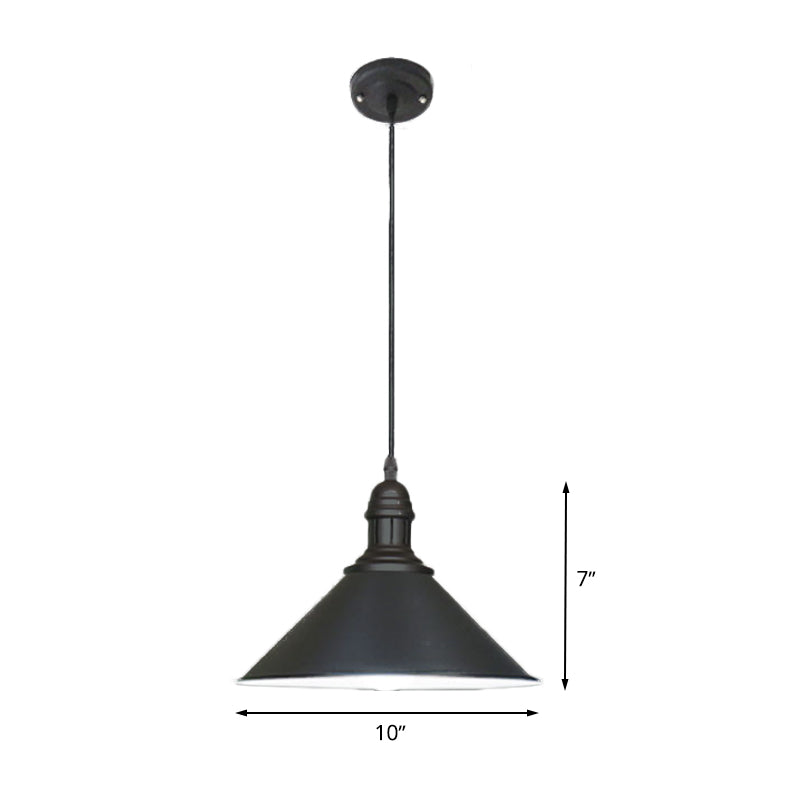 Black/White Finish Conical Ceiling Pendant Farmhouse Style Metal 1 Head Indoor Hanging Light Fixture Clearhalo 'Art Deco Pendants' 'Black' 'Cast Iron' 'Ceiling Lights' 'Ceramic' 'Crystal' 'Industrial Pendants' 'Industrial' 'Metal' 'Middle Century Pendants' 'Pendant Lights' 'Pendants' 'Rustic Pendants' 'Tiffany' Lighting' 763563