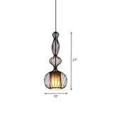 Black Wire Cage Pendant Lamp with Fabric Shade Retro Industrial Metal 1 Light Dining Room Hanging Light Clearhalo 'Art Deco Pendants' 'Black' 'Cast Iron' 'Ceiling Lights' 'Ceramic' 'Crystal' 'Industrial Pendants' 'Industrial' 'Metal' 'Middle Century Pendants' 'Pendant Lights' 'Pendants' 'Rustic Pendants' 'Tiffany' Lighting' 763641