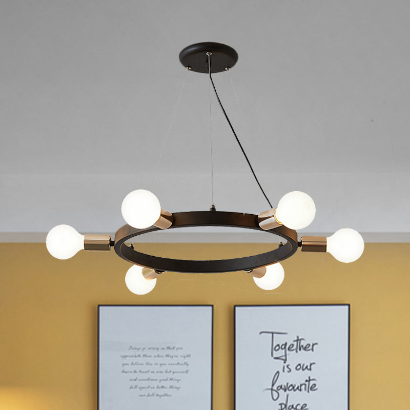 6/8/12 Lights Circle Ceiling Lighting Fixture Industrial Loft Black Metal Pendant Lamp for Living Room Clearhalo 'Art Deco Pendants' 'Black' 'Cast Iron' 'Ceiling Lights' 'Ceramic' 'Crystal' 'Industrial Pendants' 'Industrial' 'Metal' 'Middle Century Pendants' 'Pendant Lights' 'Pendants' 'Rustic Pendants' 'Tiffany' Lighting' 763787