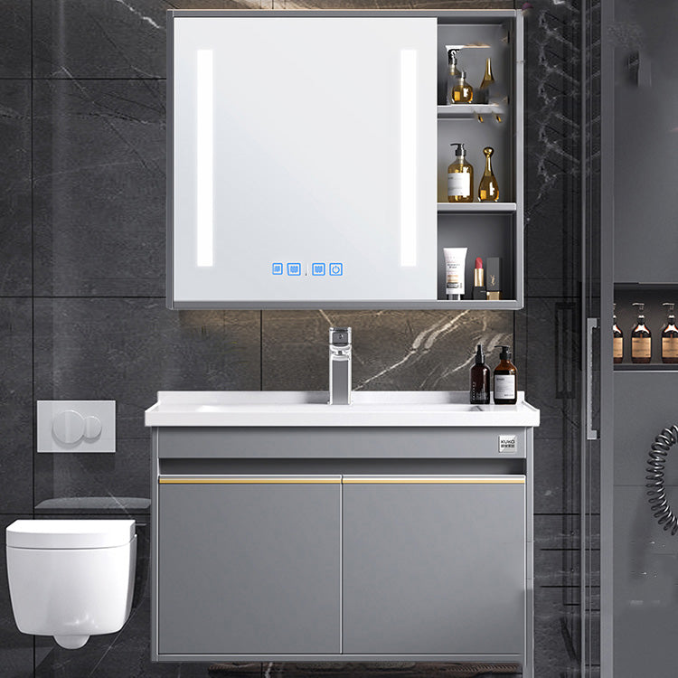 Modern Wall Mount Sink Vanity Wood Bathroom Sink Vanity with Mirror Clearhalo 'Bathroom Remodel & Bathroom Fixtures' 'Bathroom Vanities' 'bathroom_vanities' 'Home Improvement' 'home_improvement' 'home_improvement_bathroom_vanities' 7639917