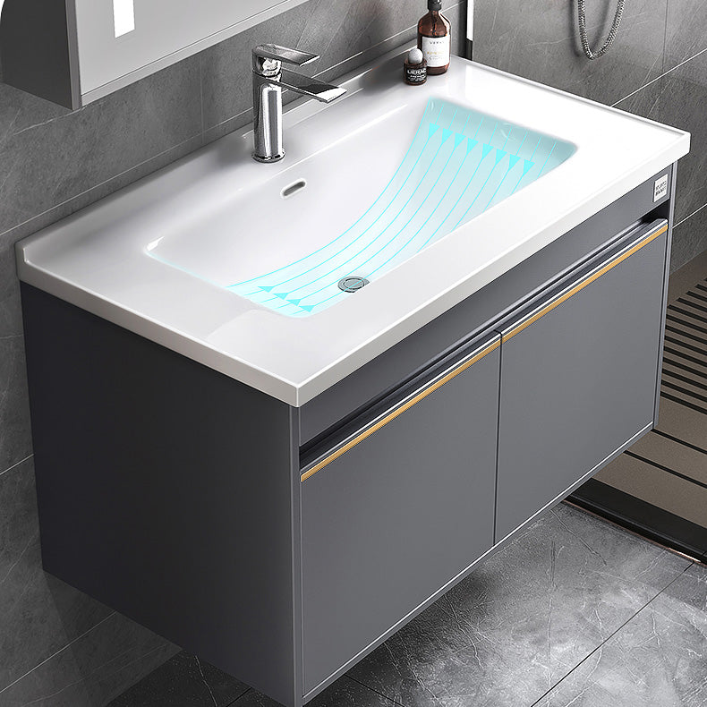 Modern Wall Mount Sink Vanity Wood Bathroom Sink Vanity with Mirror Clearhalo 'Bathroom Remodel & Bathroom Fixtures' 'Bathroom Vanities' 'bathroom_vanities' 'Home Improvement' 'home_improvement' 'home_improvement_bathroom_vanities' 7639923