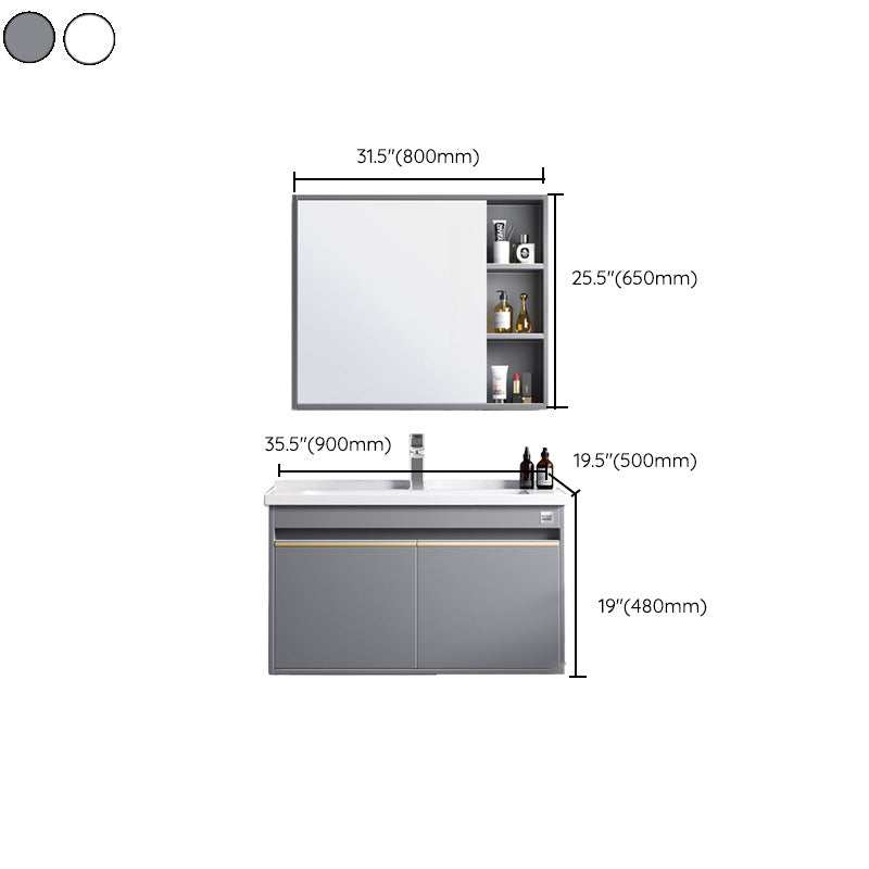 Modern Wall Mount Sink Vanity Wood Bathroom Sink Vanity with Mirror Clearhalo 'Bathroom Remodel & Bathroom Fixtures' 'Bathroom Vanities' 'bathroom_vanities' 'Home Improvement' 'home_improvement' 'home_improvement_bathroom_vanities' 7639939