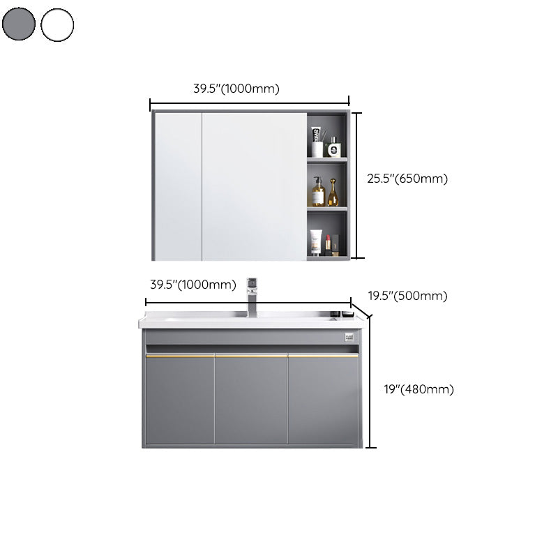 Modern Wall Mount Sink Vanity Wood Bathroom Sink Vanity with Mirror Clearhalo 'Bathroom Remodel & Bathroom Fixtures' 'Bathroom Vanities' 'bathroom_vanities' 'Home Improvement' 'home_improvement' 'home_improvement_bathroom_vanities' 7639940