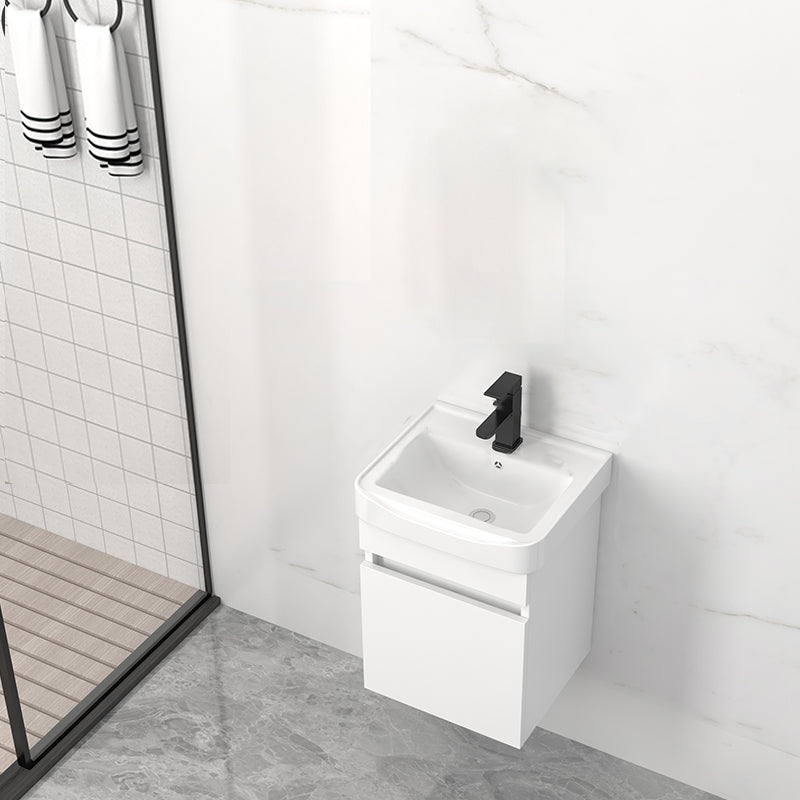 Modern Wall Mount Bathroom Vanity White Ceramic Single-Sink Rectangular Vanity Set Vanity & Faucet 17"L x 14"W x 20"H Mid Clearhalo 'Bathroom Remodel & Bathroom Fixtures' 'Bathroom Vanities' 'bathroom_vanities' 'Home Improvement' 'home_improvement' 'home_improvement_bathroom_vanities' 7640031