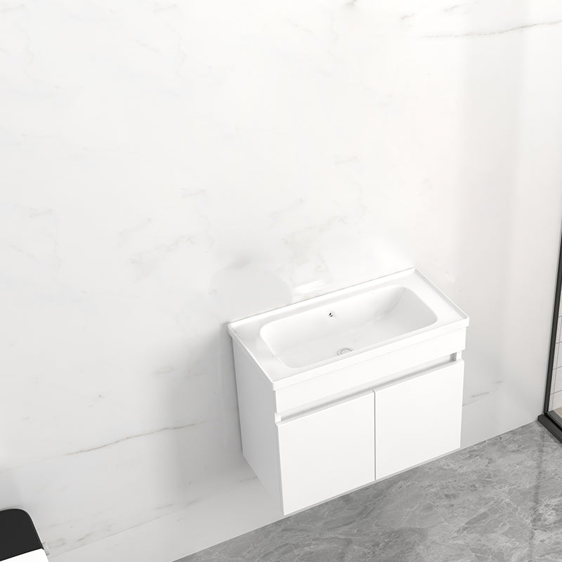 Modern Wall Mount Bathroom Vanity White Ceramic Single-Sink Rectangular Vanity Set Bathroom Vanity 23.6"L x 11.8"W x 16.5"H Left Clearhalo 'Bathroom Remodel & Bathroom Fixtures' 'Bathroom Vanities' 'bathroom_vanities' 'Home Improvement' 'home_improvement' 'home_improvement_bathroom_vanities' 7640040