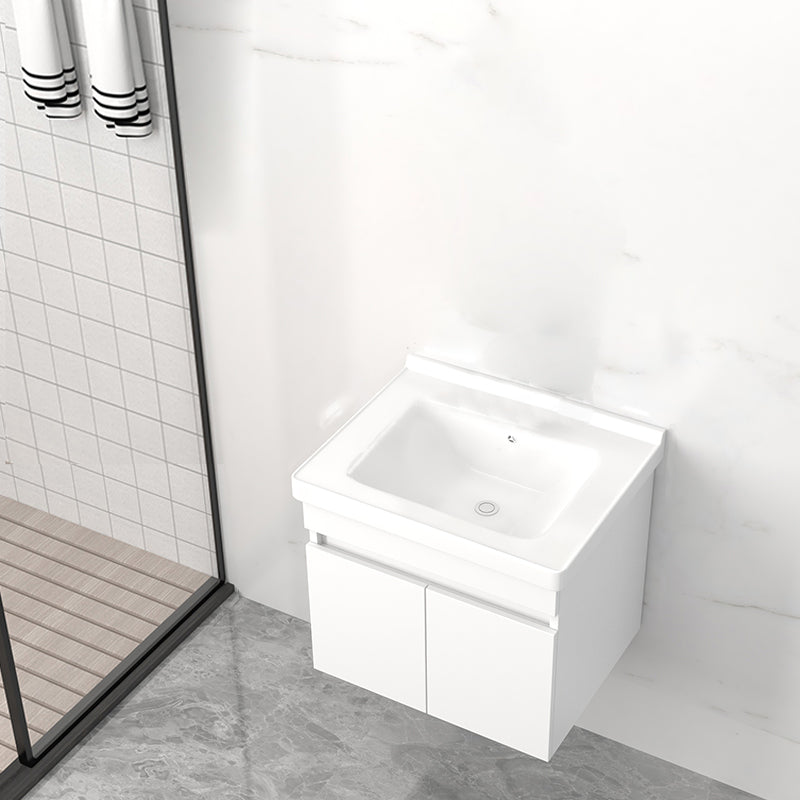 Modern Wall Mount Bathroom Vanity White Ceramic Single-Sink Rectangular Vanity Set Bathroom Vanity 24"L x 16"W x 20"H Mid Clearhalo 'Bathroom Remodel & Bathroom Fixtures' 'Bathroom Vanities' 'bathroom_vanities' 'Home Improvement' 'home_improvement' 'home_improvement_bathroom_vanities' 7640041