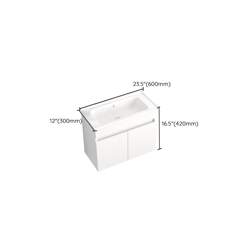 Modern Wall Mount Bathroom Vanity White Ceramic Single-Sink Rectangular Vanity Set Clearhalo 'Bathroom Remodel & Bathroom Fixtures' 'Bathroom Vanities' 'bathroom_vanities' 'Home Improvement' 'home_improvement' 'home_improvement_bathroom_vanities' 7640046