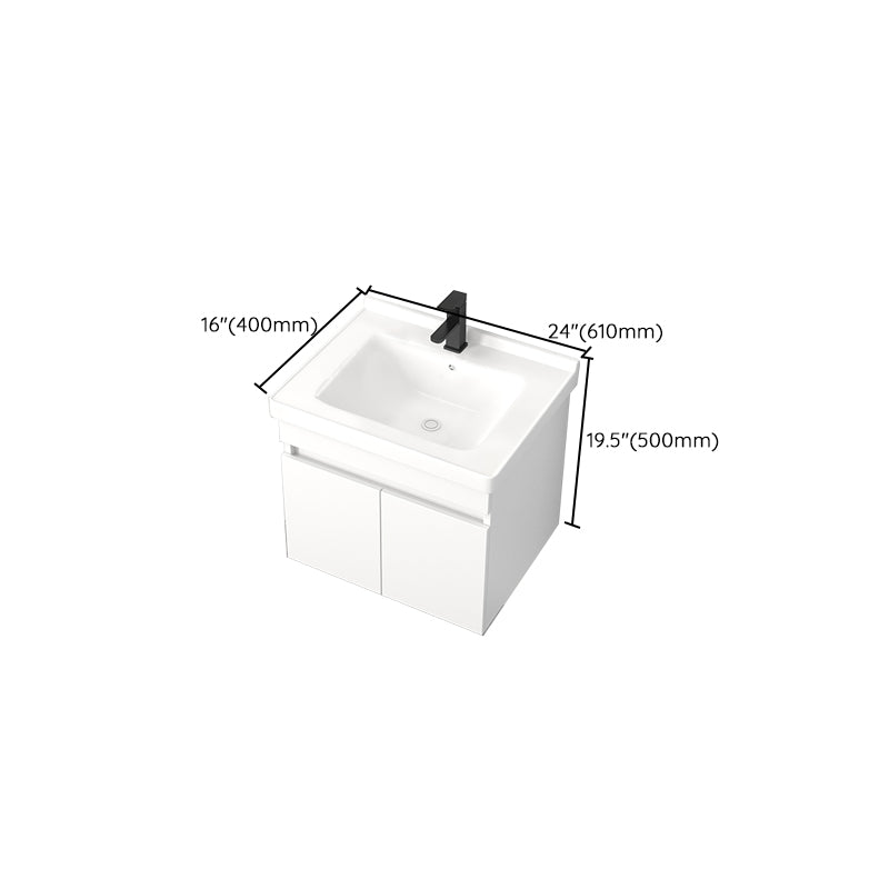 Modern Wall Mount Bathroom Vanity White Ceramic Single-Sink Rectangular Vanity Set Clearhalo 'Bathroom Remodel & Bathroom Fixtures' 'Bathroom Vanities' 'bathroom_vanities' 'Home Improvement' 'home_improvement' 'home_improvement_bathroom_vanities' 7640054