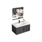 Modern Single Sink Vanity Black Ceramic Bath Vanity with Soft Close Door Vanity & Faucet & Mirrors 31.5"L x 18.5"W x 17.7"H Ceramic Clearhalo 'Bathroom Remodel & Bathroom Fixtures' 'Bathroom Vanities' 'bathroom_vanities' 'Home Improvement' 'home_improvement' 'home_improvement_bathroom_vanities' 7640125