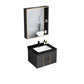 Modern Single Sink Vanity Black Ceramic Bath Vanity with Soft Close Door Vanity & Faucet & Mirror Cabinet 23.6"L x 18.5"W x 17.7"H Stone Clearhalo 'Bathroom Remodel & Bathroom Fixtures' 'Bathroom Vanities' 'bathroom_vanities' 'Home Improvement' 'home_improvement' 'home_improvement_bathroom_vanities' 7640139