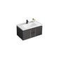Modern Single Sink Vanity Black Ceramic Bath Vanity with Soft Close Door Vanity & Faucet 31.5"L x 18.5"W x 17.7"H Ceramic Clearhalo 'Bathroom Remodel & Bathroom Fixtures' 'Bathroom Vanities' 'bathroom_vanities' 'Home Improvement' 'home_improvement' 'home_improvement_bathroom_vanities' 7640146
