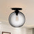 Globe Shade Semi Flush Dining Room Red/Brown/Blue Glass Industrial Style 1/2 Light Black Ceiling Lighting 1 Grey Clearhalo 'Ceiling Lights' 'Close To Ceiling Lights' 'Close to ceiling' 'Flush mount' 'Industrial Flush Mount' Lighting' 764412