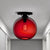Globe Shade Semi Flush Dining Room Red/Brown/Blue Glass Industrial Style 1/2 Light Black Ceiling Lighting 1 Red Clearhalo 'Ceiling Lights' 'Close To Ceiling Lights' 'Close to ceiling' 'Flush mount' 'Industrial Flush Mount' Lighting' 764420
