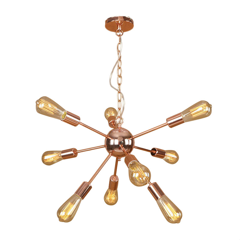 Copper/Chrome 9/12 Lights Chandelier Lamp Retro Stylish Metal Sputnik Ceiling Pendant Light over Table Clearhalo 'Cast Iron' 'Ceiling Lights' 'Chandeliers' 'Industrial Chandeliers' 'Industrial' 'Metal' 'Middle Century Chandeliers' 'Rustic Chandeliers' 'Tiffany' Lighting' 764504