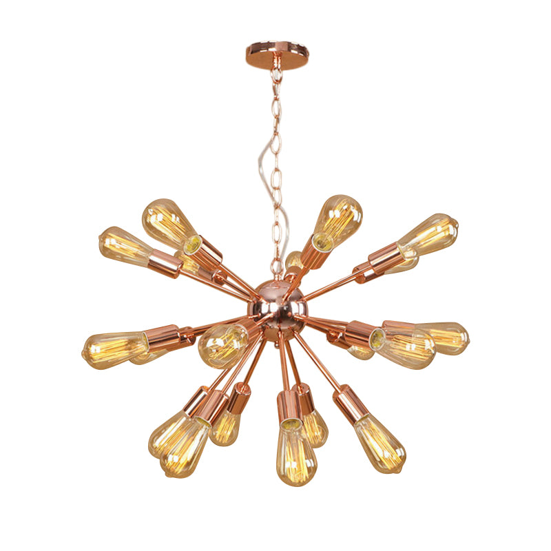 18/21 Lights Iron Chandelier Light Farmhouse Copper/Gold Finish Sputnik Ceiling Fixture for Dining Room Clearhalo 'Cast Iron' 'Ceiling Lights' 'Chandeliers' 'Industrial Chandeliers' 'Industrial' 'Metal' 'Middle Century Chandeliers' 'Rustic Chandeliers' 'Tiffany' Lighting' 764578