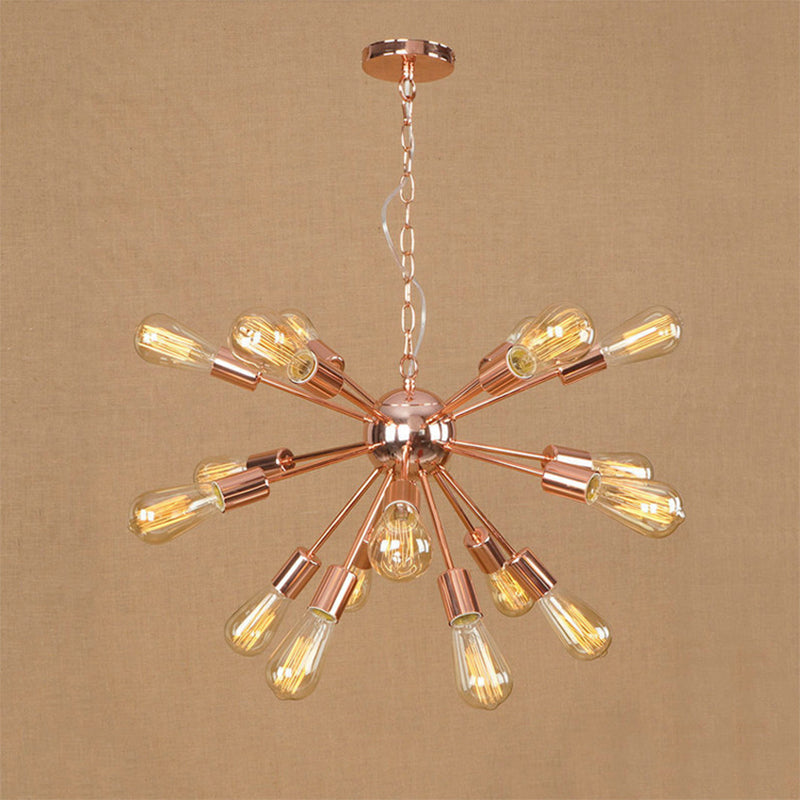 18/21 Lights Iron Chandelier Light Farmhouse Copper/Gold Finish Sputnik Ceiling Fixture for Dining Room 18 Copper Clearhalo 'Cast Iron' 'Ceiling Lights' 'Chandeliers' 'Industrial Chandeliers' 'Industrial' 'Metal' 'Middle Century Chandeliers' 'Rustic Chandeliers' 'Tiffany' Lighting' 764580