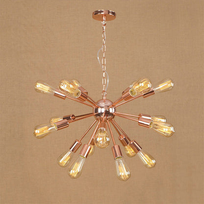 18/21 Lights Iron Chandelier Light Farmhouse Copper/Gold Finish Sputnik Ceiling Fixture for Dining Room 18 Copper Clearhalo 'Cast Iron' 'Ceiling Lights' 'Chandeliers' 'Industrial Chandeliers' 'Industrial' 'Metal' 'Middle Century Chandeliers' 'Rustic Chandeliers' 'Tiffany' Lighting' 764580