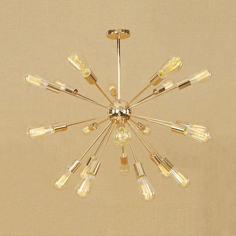 18/21 Lights Iron Chandelier Light Farmhouse Copper/Gold Finish Sputnik Ceiling Fixture for Dining Room 21 Gold Clearhalo 'Cast Iron' 'Ceiling Lights' 'Chandeliers' 'Industrial Chandeliers' 'Industrial' 'Metal' 'Middle Century Chandeliers' 'Rustic Chandeliers' 'Tiffany' Lighting' 764585