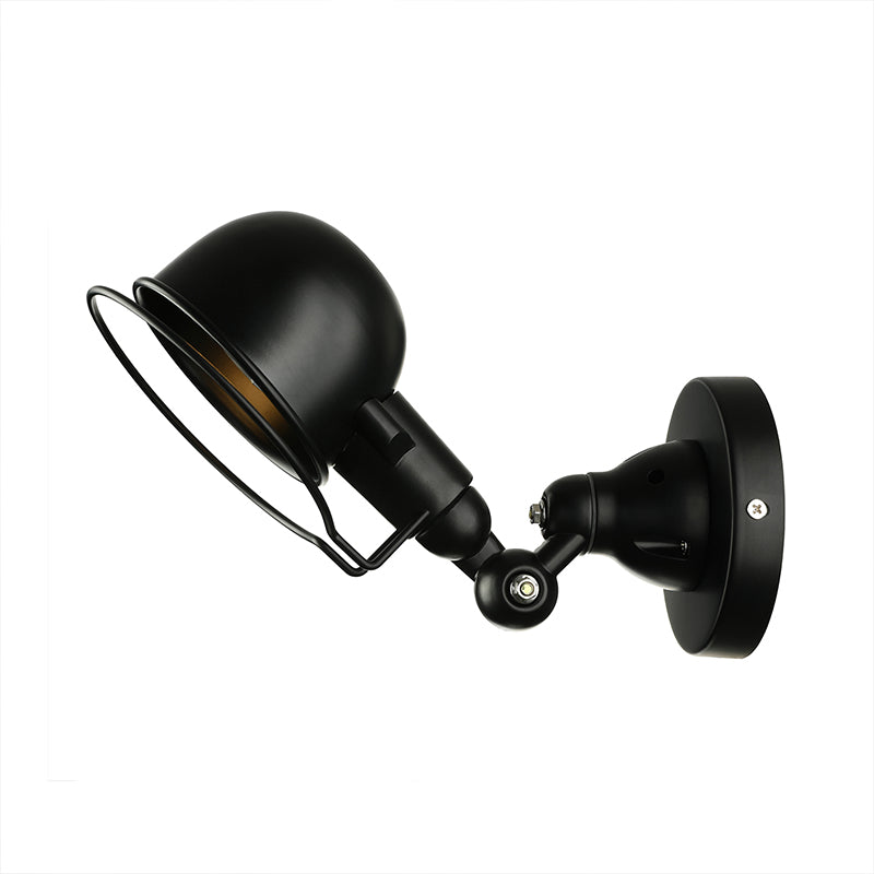 Rust/White Dome Wall Lamp Sconce Retro Style 1 Light Dining Room Adjustable Wall Lighting with Ring Clearhalo 'Art deco wall lights' 'Cast Iron' 'Glass' 'Industrial wall lights' 'Industrial' 'Middle century wall lights' 'Modern' 'Rustic wall lights' 'Tiffany' 'Traditional wall lights' 'Wall Lamps & Sconces' 'Wall Lights' Lighting' 764737