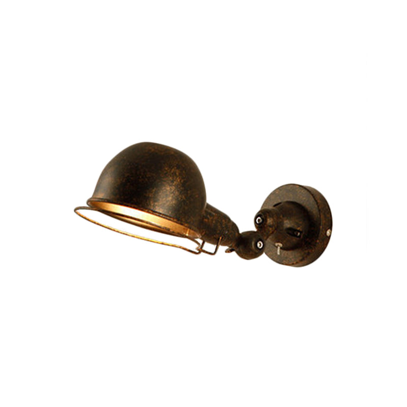 Rust/White Dome Wall Lamp Sconce Retro Style 1 Light Dining Room Adjustable Wall Lighting with Ring Clearhalo 'Art deco wall lights' 'Cast Iron' 'Glass' 'Industrial wall lights' 'Industrial' 'Middle century wall lights' 'Modern' 'Rustic wall lights' 'Tiffany' 'Traditional wall lights' 'Wall Lamps & Sconces' 'Wall Lights' Lighting' 764741