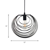 1 Head Circles Hanging Light with Wire Frame Industrial Black Metal Pendant Light for Living Room Clearhalo 'Art Deco Pendants' 'Black' 'Cast Iron' 'Ceiling Lights' 'Ceramic' 'Crystal' 'Industrial Pendants' 'Industrial' 'Metal' 'Middle Century Pendants' 'Pendant Lights' 'Pendants' 'Rustic Pendants' 'Tiffany' Lighting' 764779