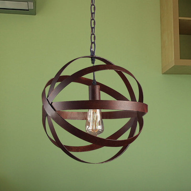 Weathered Copper Spherical Pendant Light Industrial Metal 1 Bulb Living Room Hanging Lamp Clearhalo 'Art Deco Pendants' 'Cast Iron' 'Ceiling Lights' 'Ceramic' 'Crystal' 'Industrial Pendants' 'Industrial' 'Metal' 'Middle Century Pendants' 'Pendant Lights' 'Pendants' 'Tiffany' Lighting' 764786