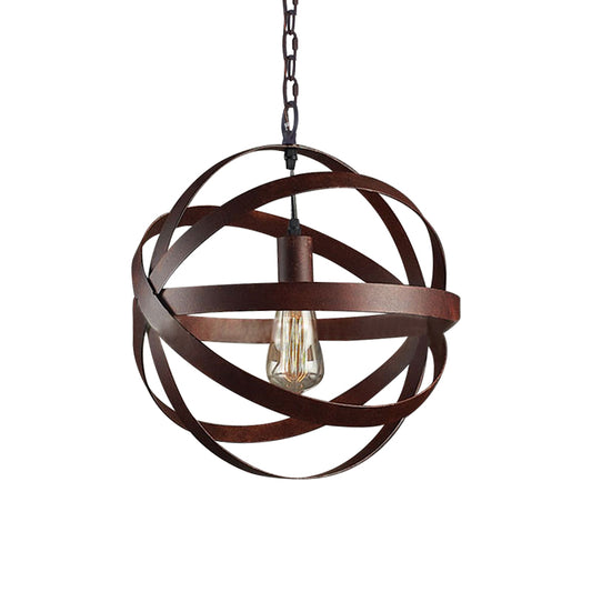 Weathered Copper Spherical Pendant Light Industrial Metal 1 Bulb Living Room Hanging Lamp Clearhalo 'Art Deco Pendants' 'Cast Iron' 'Ceiling Lights' 'Ceramic' 'Crystal' 'Industrial Pendants' 'Industrial' 'Metal' 'Middle Century Pendants' 'Pendant Lights' 'Pendants' 'Tiffany' Lighting' 764788