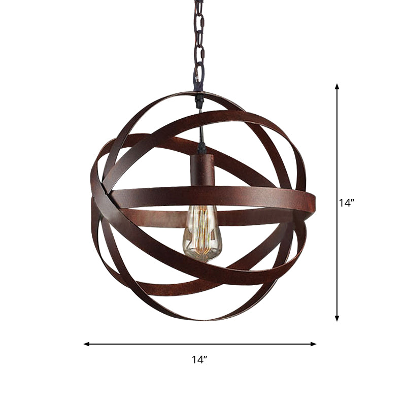 Weathered Copper Spherical Pendant Light Industrial Metal 1 Bulb Living Room Hanging Lamp Clearhalo 'Art Deco Pendants' 'Cast Iron' 'Ceiling Lights' 'Ceramic' 'Crystal' 'Industrial Pendants' 'Industrial' 'Metal' 'Middle Century Pendants' 'Pendant Lights' 'Pendants' 'Tiffany' Lighting' 764789