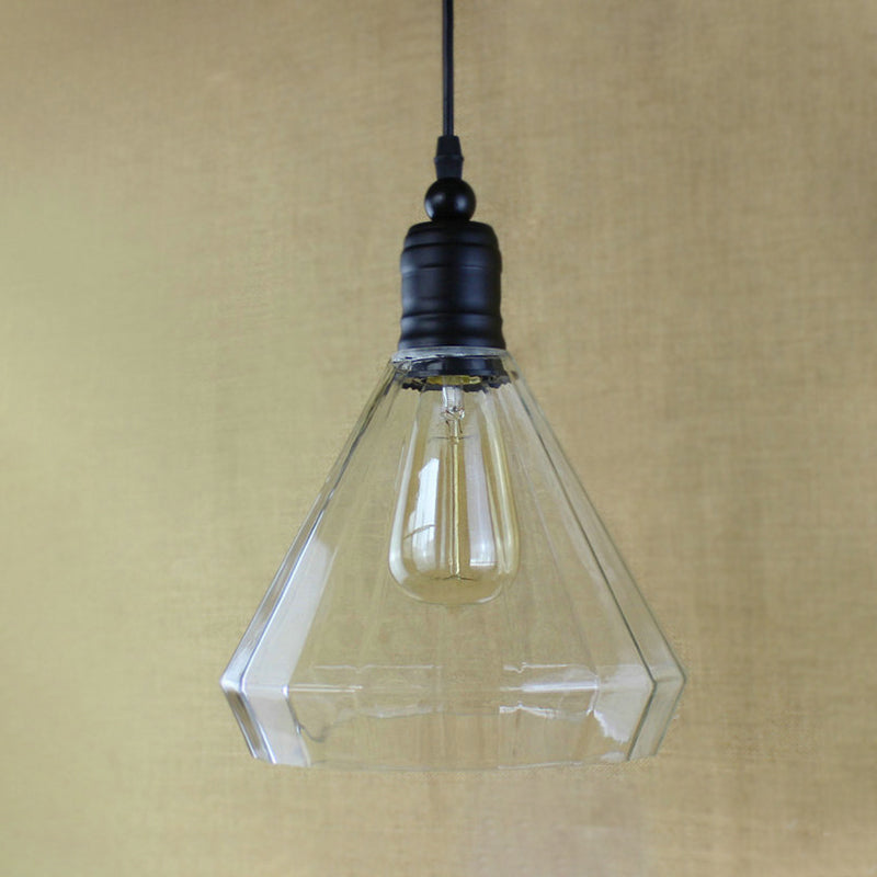 Single Bulb Conical Pendant Lighting Factory Black Clear Glass Hanging Light Fixture for Foyer Clearhalo 'Ceiling Lights' 'Glass shade' 'Glass' 'Industrial Pendants' 'Industrial' 'Middle Century Pendants' 'Pendant Lights' 'Pendants' 'Tiffany' Lighting' 764806