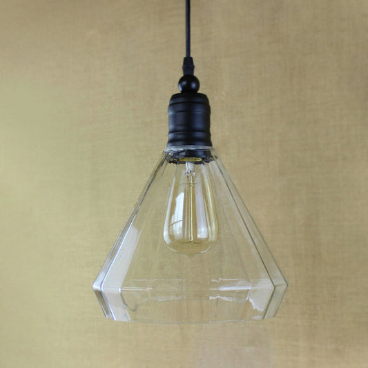 Single Bulb Conical Pendant Lighting Factory Black Clear Glass Hanging Light Fixture for Foyer Clearhalo 'Ceiling Lights' 'Glass shade' 'Glass' 'Industrial Pendants' 'Industrial' 'Middle Century Pendants' 'Pendant Lights' 'Pendants' 'Tiffany' Lighting' 764806