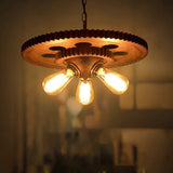 3 Lights Chandelier Light with Open Bulb and Gear Design Metal Retro Restaurant Pendant Lighting in Weathered Copper Clearhalo 'Cast Iron' 'Ceiling Lights' 'Chandeliers' 'Industrial Chandeliers' 'Industrial' 'Metal' 'Middle Century Chandeliers' 'Rustic Chandeliers' 'Tiffany' Lighting' 764836