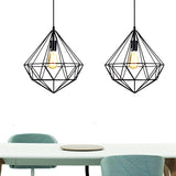 1 Bulb Ceiling Light Industrial Faceted Cage Metal Pendant Ceiling Light in Black for Living Room Clearhalo 'Art Deco Pendants' 'Black' 'Cast Iron' 'Ceiling Lights' 'Ceramic' 'Crystal' 'Industrial Pendants' 'Industrial' 'Metal' 'Middle Century Pendants' 'Pendant Lights' 'Pendants' 'Rustic Pendants' 'Tiffany' Lighting' 764870