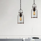 Black/Rust 1 Light Pendant Ceiling Light Farmhouse Clear Glass Mason Jar Hanging Lamp Clearhalo 'Ceiling Lights' 'Close To Ceiling Lights' 'Glass shade' 'Glass' 'Industrial Pendants' 'Industrial' 'Middle Century Pendants' 'Pendant Lights' 'Pendants' 'Tiffany' Lighting' 765092