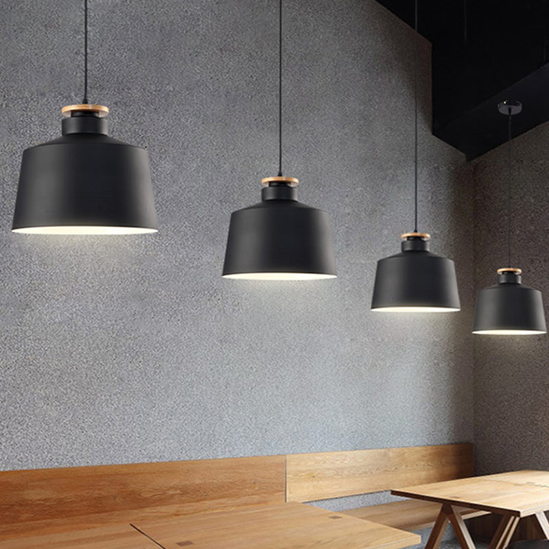 1 Head Barn/Cylinder/Tapered Pendant Light Modern Style Black/White Finish Metal Hanging Ceiling Light with Adjustable Cord Clearhalo 'Ceiling Lights' 'Modern Pendants' 'Modern' 'Pendant Lights' 'Pendants' Lighting' 765109