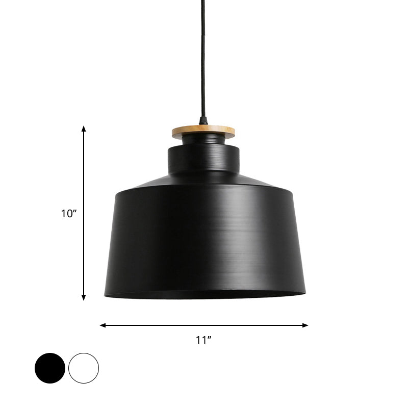 1 Head Barn/Cylinder/Tapered Pendant Light Modern Style Black/White Finish Metal Hanging Ceiling Light with Adjustable Cord Clearhalo 'Ceiling Lights' 'Modern Pendants' 'Modern' 'Pendant Lights' 'Pendants' Lighting' 765113